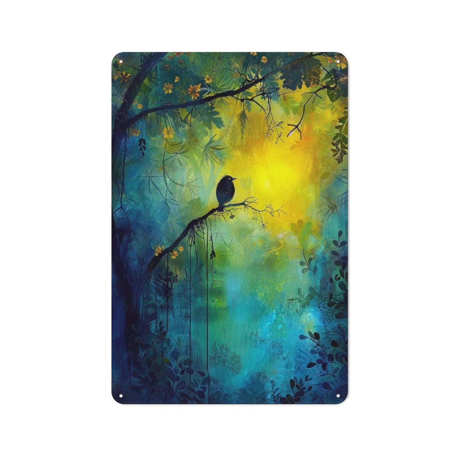 Junmoney Mystical Forest Song Metal Plaque 30X20cm With For Home Bar Wall, Retro Decor, For Garage, Workshop And Man Cave Decoration