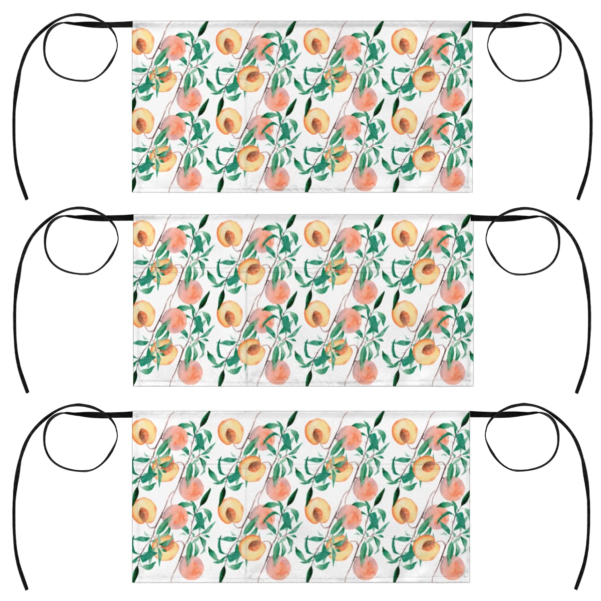 bisibuy 3 Pack Server Aprons with 3 Pockets, Pastel Peaches Garden Waitress Waiter Wasit Apron for Women Men Restaurant Bistro Cafe Bars Half Aprons Waitress Server Accessories