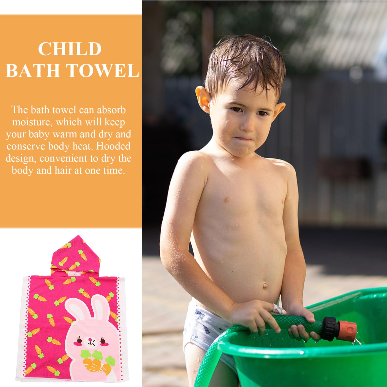STOBAZA 5piezas Toalla De Playa Capucha para Niño Toalla Diseño De Conejo y para Piscina y Playa Después Ducha