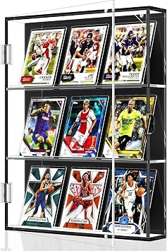 FEMELI Acrylic Baseball Card Display Case,Wall Mount Sports Cards Frame with UV Protection Magnetic Door Clear View,Trading Card Box with Pull Out for Football Basketball