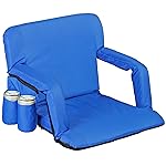 Nova Microdermabrasion 20.5/25 Wide Stadium Seat for Bleachers w/Back Support Padded Cushion Portable Reclining Bleacher Seats Camping Stadium Chair Waterproof Blue