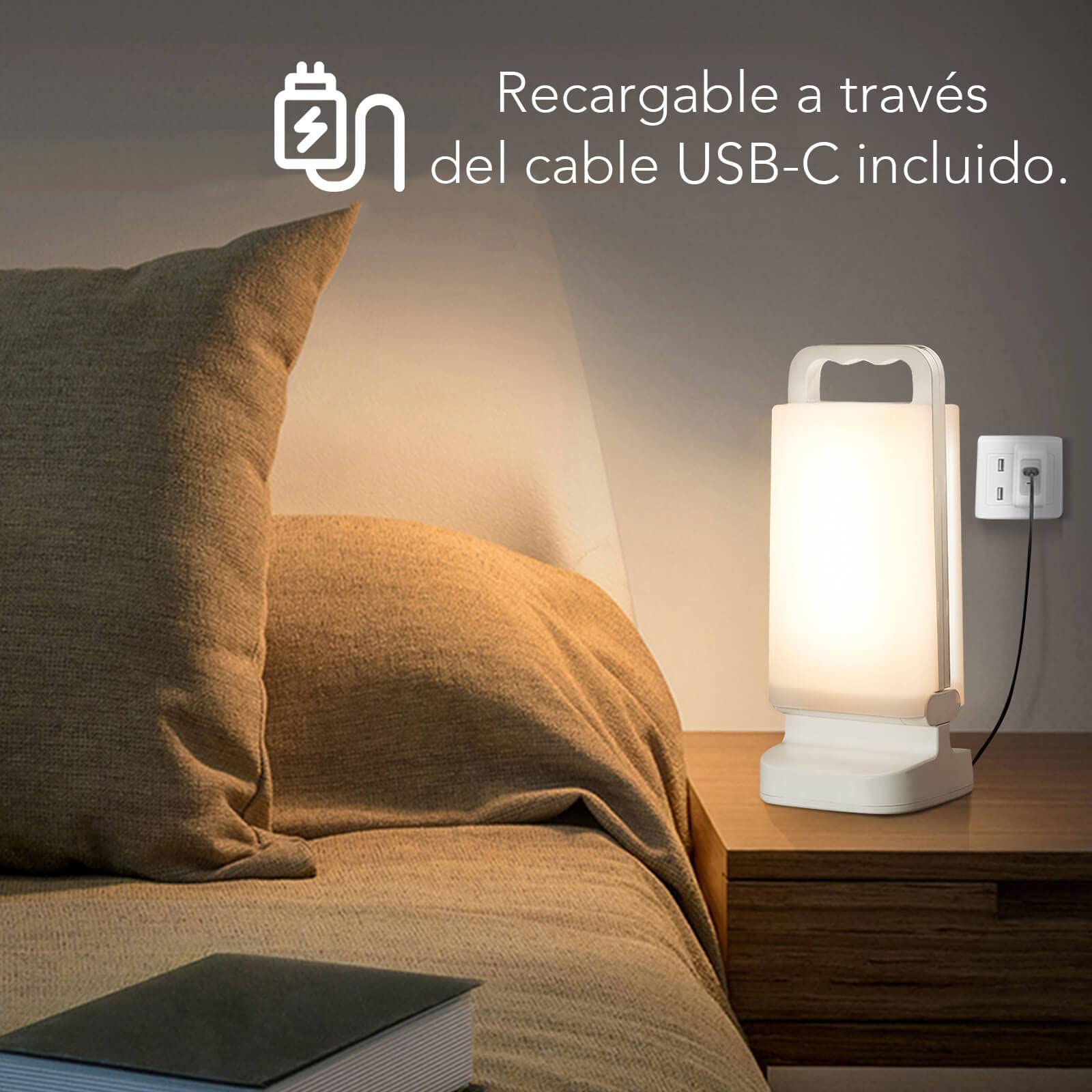 Lepwings Linterna Solar Recargable, 6000mAh Lámpara de Camping LED Solar con Control Táctil, Linterna con Batería para Acampar, Emergencias, Senderismo, Pesca y Cortes de Energía, Pack de 1