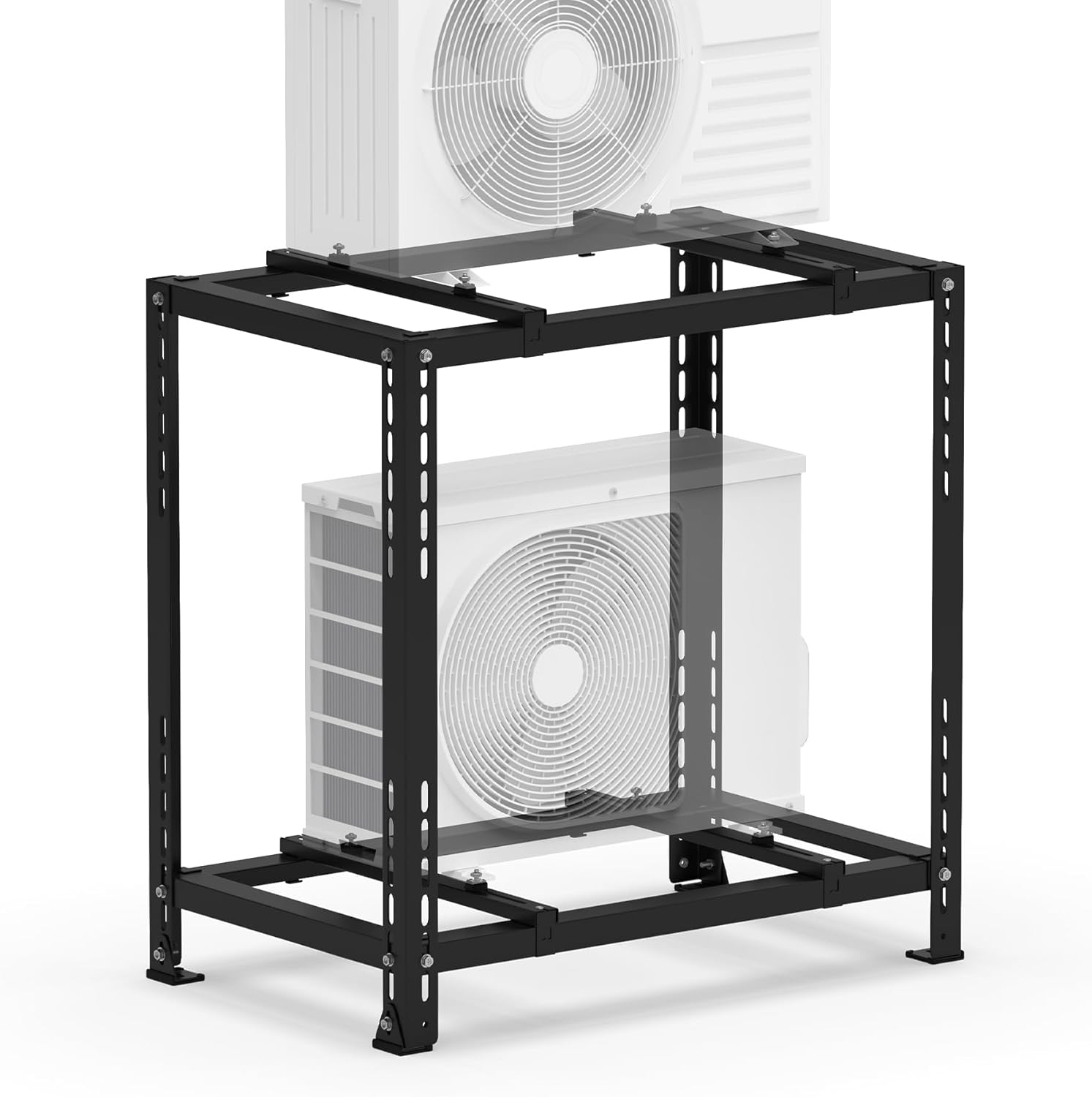 Mini Split Ground Stand for Ductless Mini Split Air Conditioner Heat Pump,Double Levels Stand Ground Brackets for 9,000-18,000 BTU,Up to 480 lbs,Heavy Duty Mini Split Condenser Stand,Black