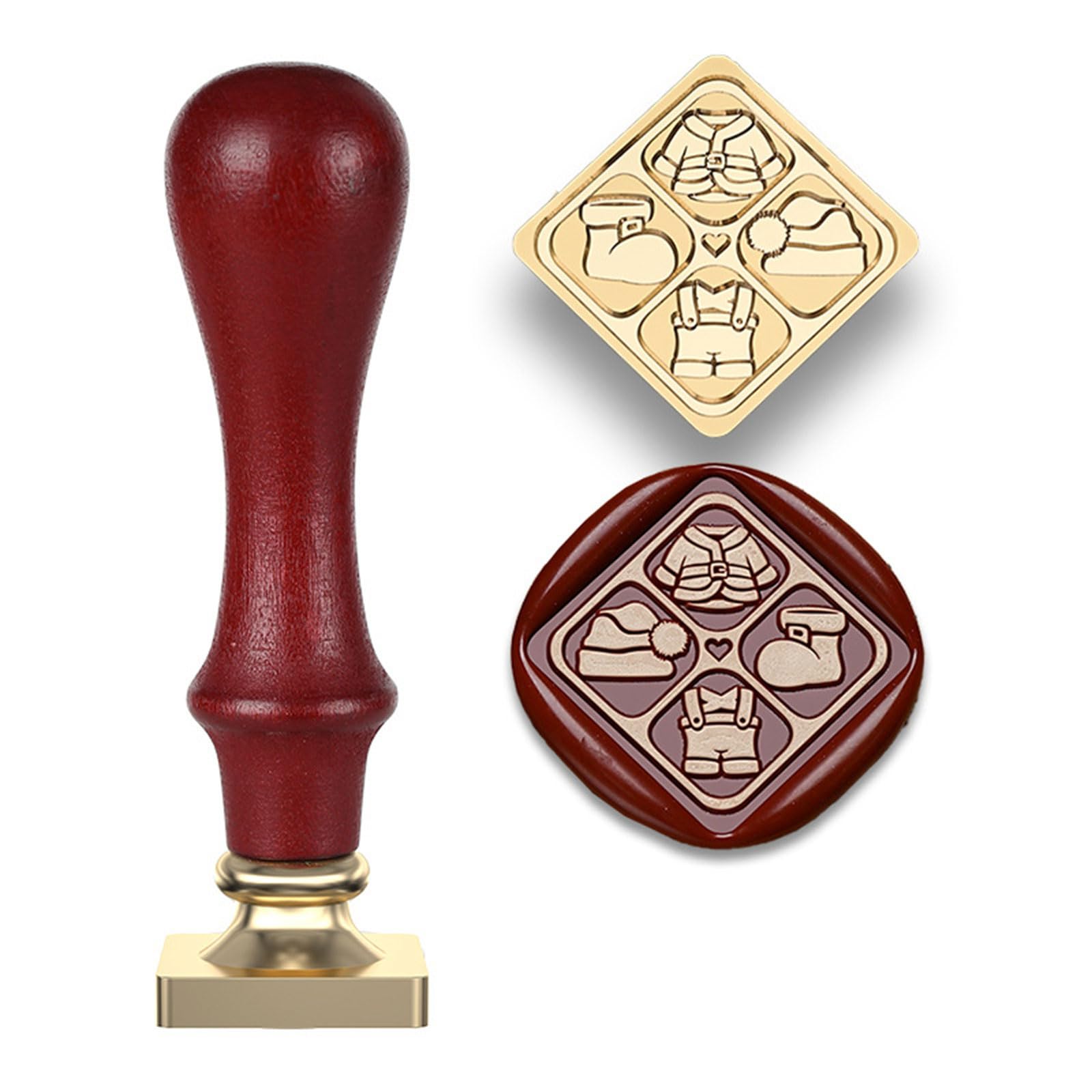 Elnwnnkc Christmas Sealing Stamp Head with Handle for Wedding Invitations Envelope Scrapbooking, Embossed Sealing Stamp Christmas Seal Set