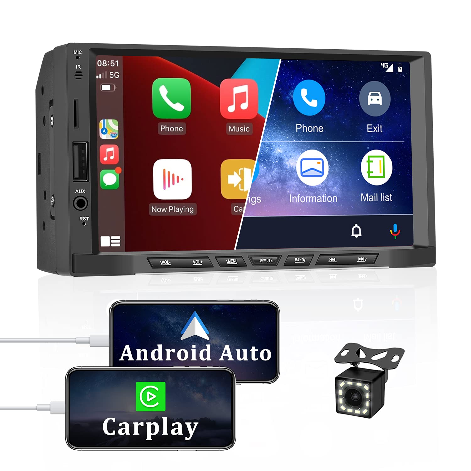 Buy Android Auto & Apple Carplay Double Din Car Stereo with Bluetooth