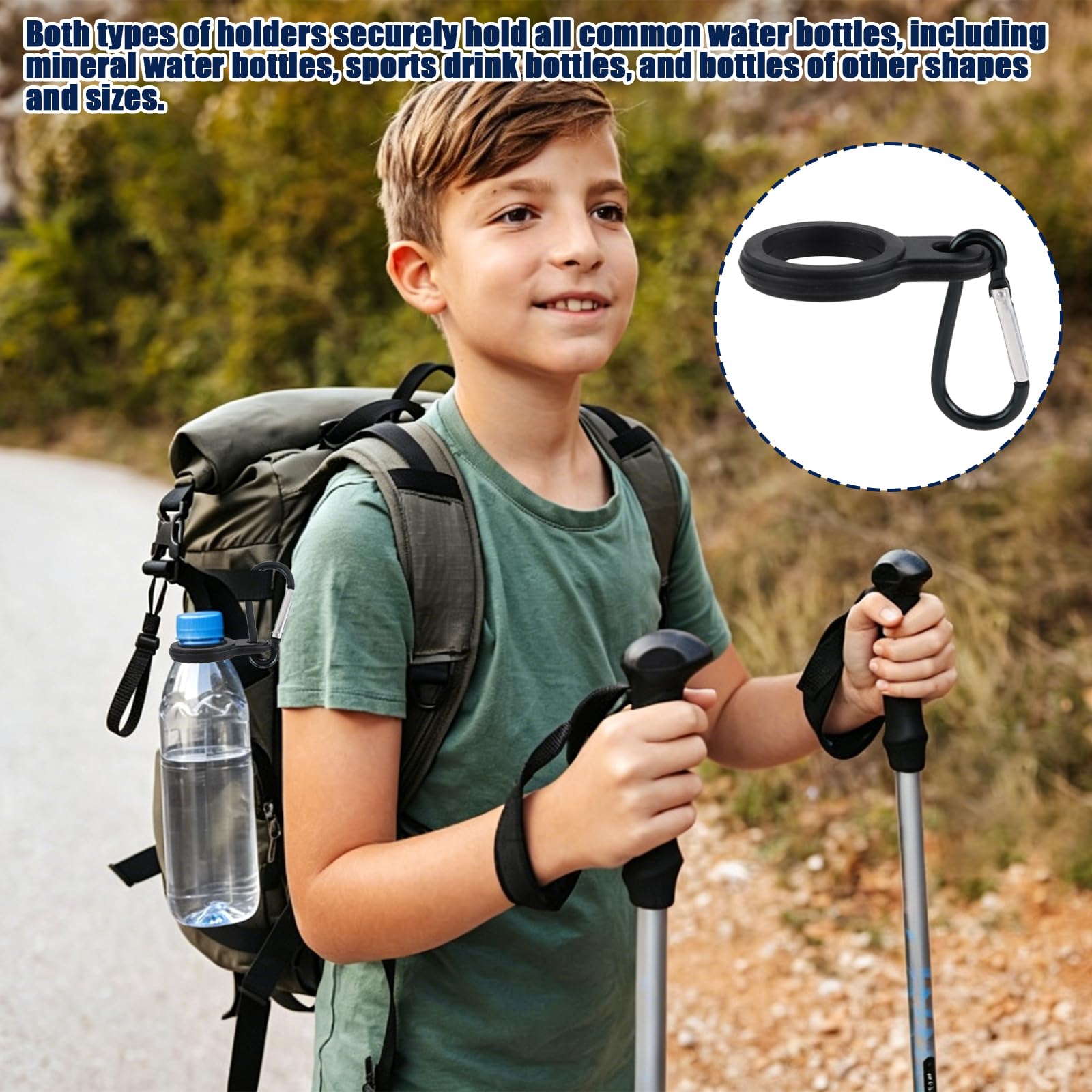 12 Pezzi Portaborraccia a Clip Nero Clip Porta Bottiglia d'Acqua con Clip per Cintura Moschettone per Borraccia Portabottiglie per Campeggio Escursioni attività all'Aperto