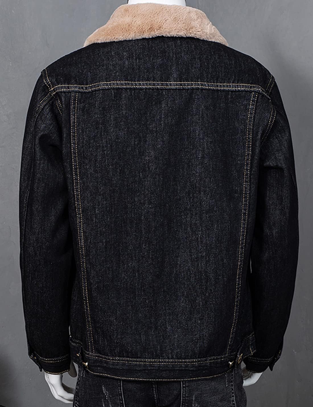 Snoly Men's Regular And Fleece Denim Jackets Jean Buttons Ripped Coats with Removable Fur Collar