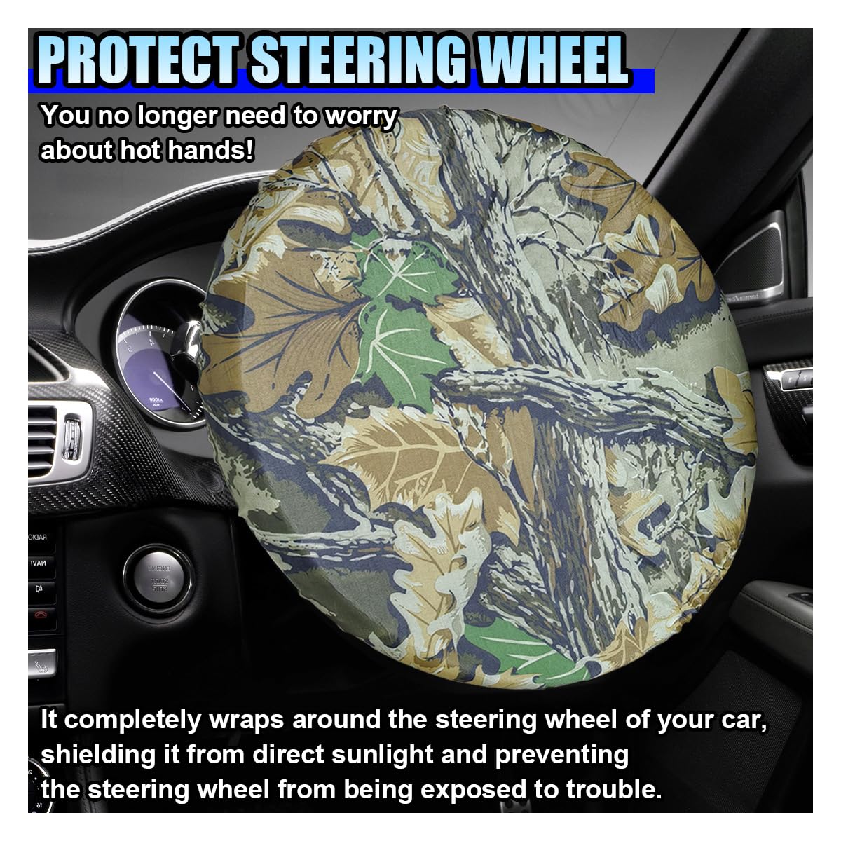 Car Steering Wheel Cover Sun Shade 18 Inch Anti-Heat Sunshade Protector Cover Waterproof Steering Wheel Covers Sun Block — view 4