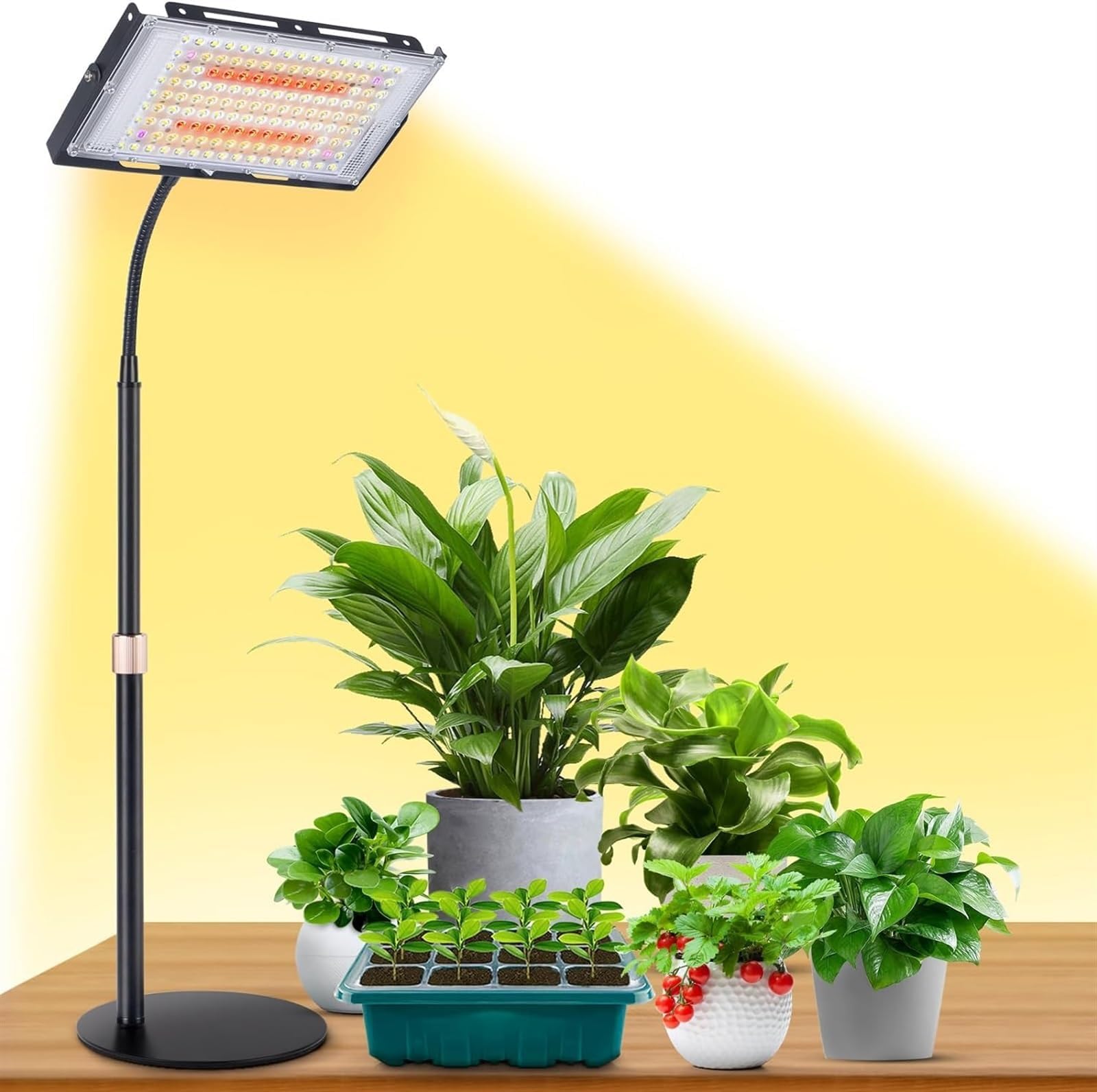 Grow Light for Indoor Plants, 144 LED Full Spectrum Plant Light for Indoor Plants, Large Desk Grow Lamp with On/Off Switch, Height Adjustable, Flexible Gooseneck