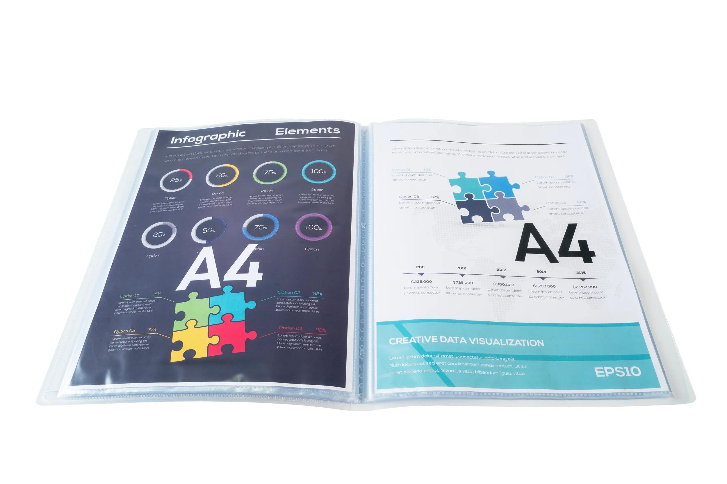 Exacompta 5788E 8er Pack Sichtmappe KreaCover Chromaline aus Kunststoff DIN A4 mit 80 Klarsichthüllen, 160 Sichten, Tasche am Vorderdeckel zum selbstgestalten, Aktenhülle, Prospekthülle, transparent