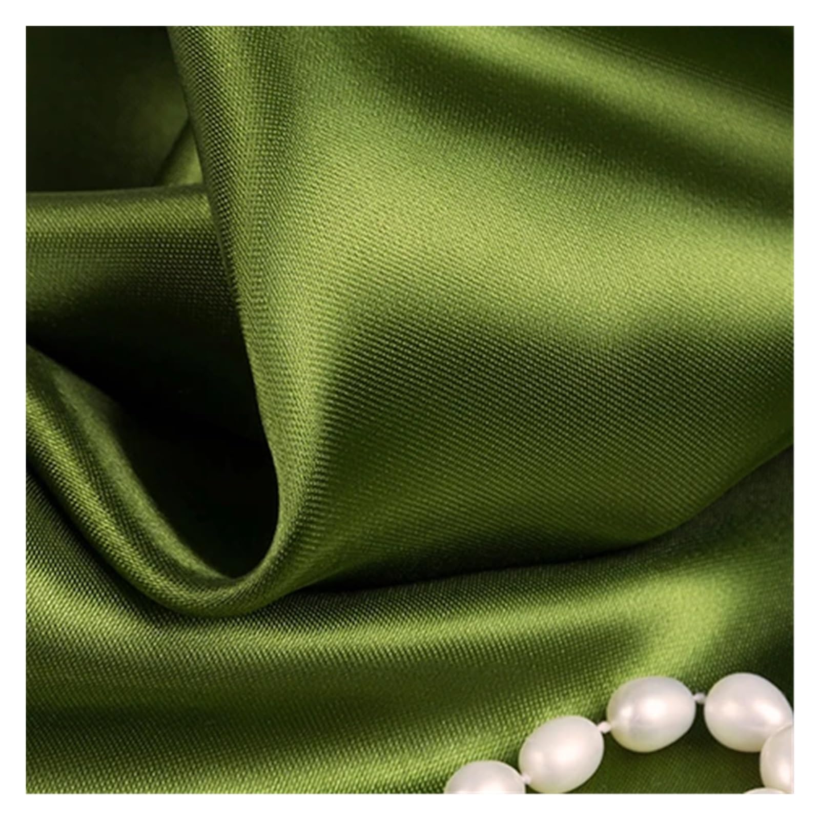 Tissu en satin de soie extensible Oliver vert pour robe de mariée (200x150cm)