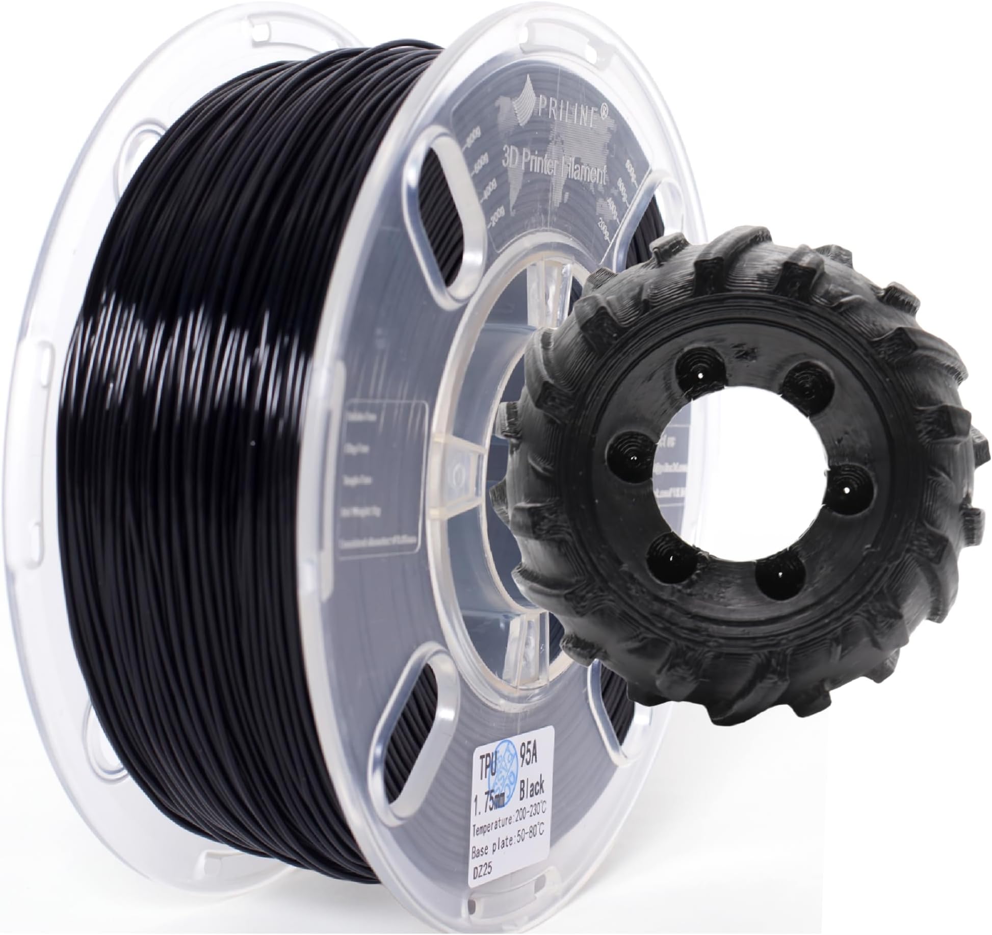 - TPU Filament,PRILINE High Flow/High Speed Printing 95A TPU Flexible Soft 3D Printer Filament 1KG 1.75mm Spool,Support Fast Printing, Black