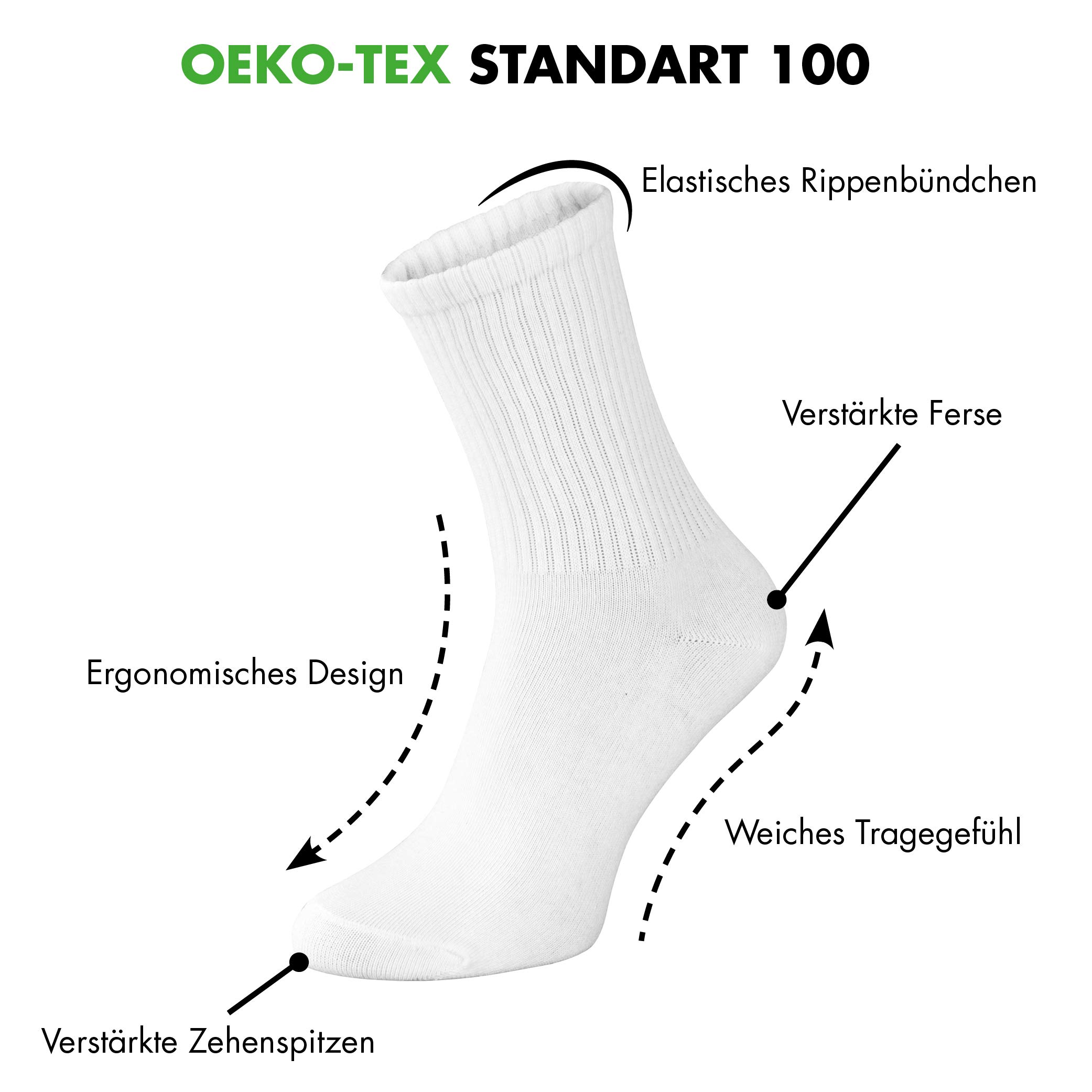 Classics Herren & Damen Hohe Tennissocken (6x Paar) Ideale Sportsocken & Arbeitssocken, Performance Laufsocken 6P, Beste Qualität gleich Lange Haltbarkeit