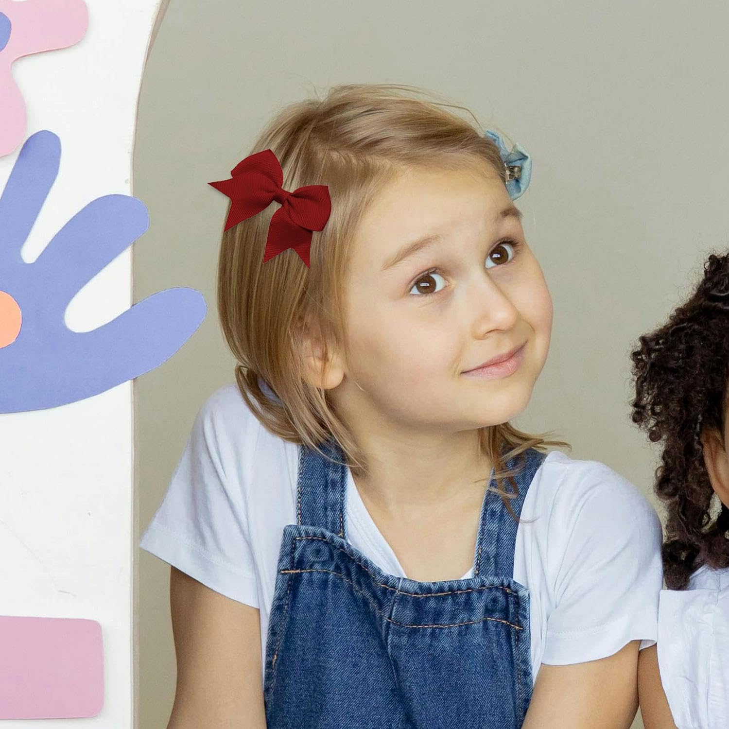 50 fermagli per capelli, copricapo per bambini, graziosi fermagli per capelli, con fiocco colorato, accessori per abbigliamento