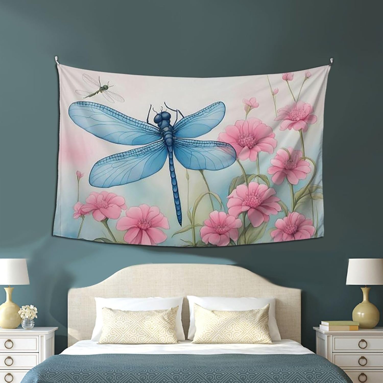 HCVXBSA Custom Tapestry for Room Decor - Unique Personalized Wall Hanging, Perfect for Bedroom, Dorm, and More - Trippy, Boho, Gothic, Anime, and More AzureDragonflyBloom image 4