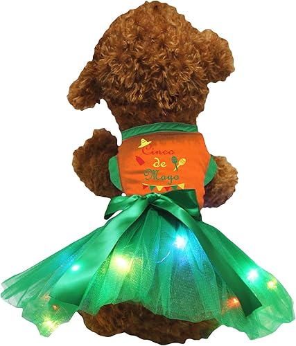 Miniatura 4 de Petitebella Cinco De Mayo Vestido de Perro Estilo Carnaval, S, Lentejuelas negrasverdes.