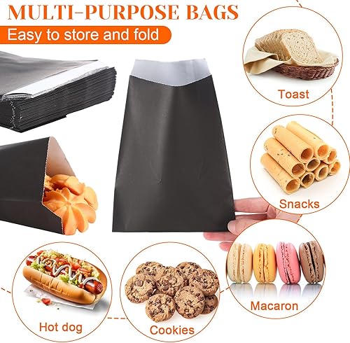 Miniatura 3 de Sweetude 400 bolsas de papel para galletas a granel de 5 x 7 pulgadas, bolsas desechables planas pequeñas para bufé, bolsas de aperitivos a rayas,