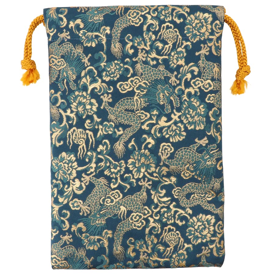 Amazon｜千糸繍院 西陣織 金襴 巾着袋（裏地付き） 翡翠龍 中
