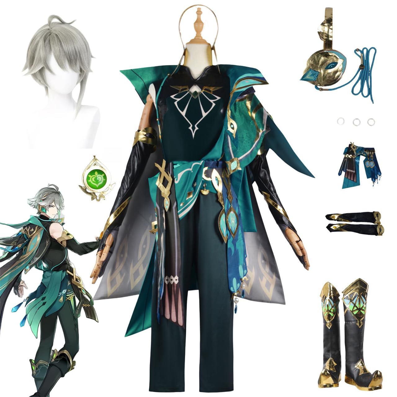 Amazon | MOSATO 原神 アルハイゼン コスプレ衣装 須弥草国 海瑟