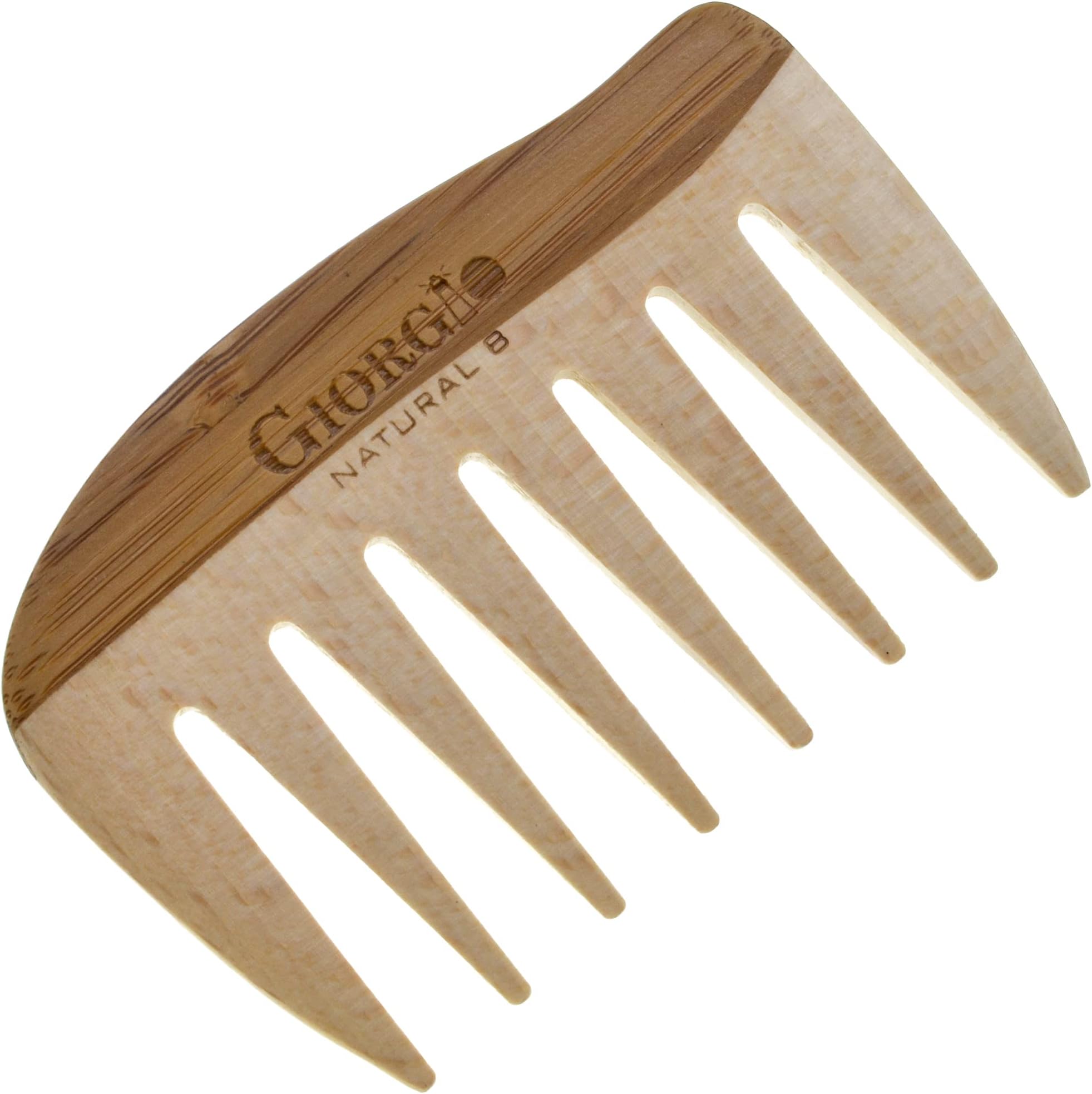 Giorgio GIONAT8 Small Natural Wooden Comb Hair Detangler Wide Tooth Comb for Curly Hair, Bamboo and Beechwood Hair Combs for Thick Hair - Organic Wooden Hair Comb Perfect for Use with Long Thick Hair
