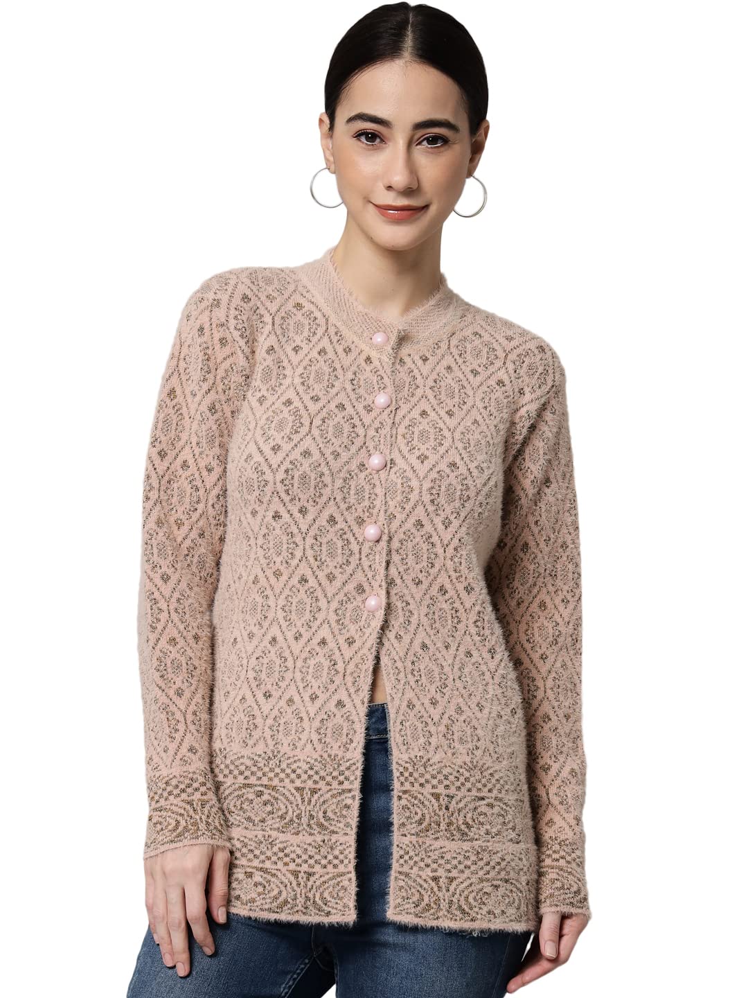 Women's Wool Round Neck Cardigan