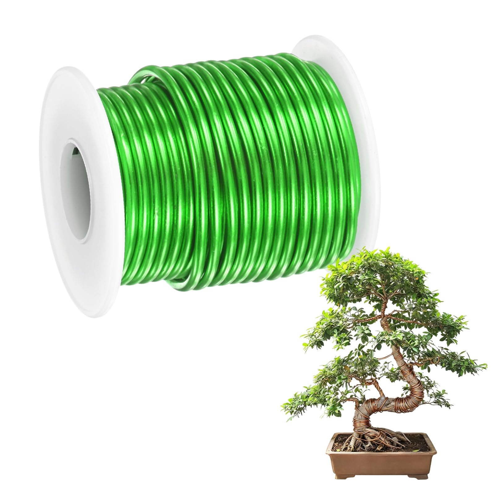 M METERXITY 1-Pack Bonsai Training Wire, 2.5mm x 33ft/10m Anodized Aluminum Bonsai Tree Wire for Fine Trunk/Gardening Branch/DIY Crafting [Green]