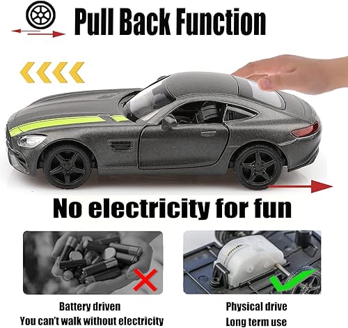 Miniatura 5 de Modelos de autos Mercedes GTS a escala 1/36, vehículos de tracción hacia atrás, auto de juguete Mercedes Benz, regalos de autos para niños y niñas