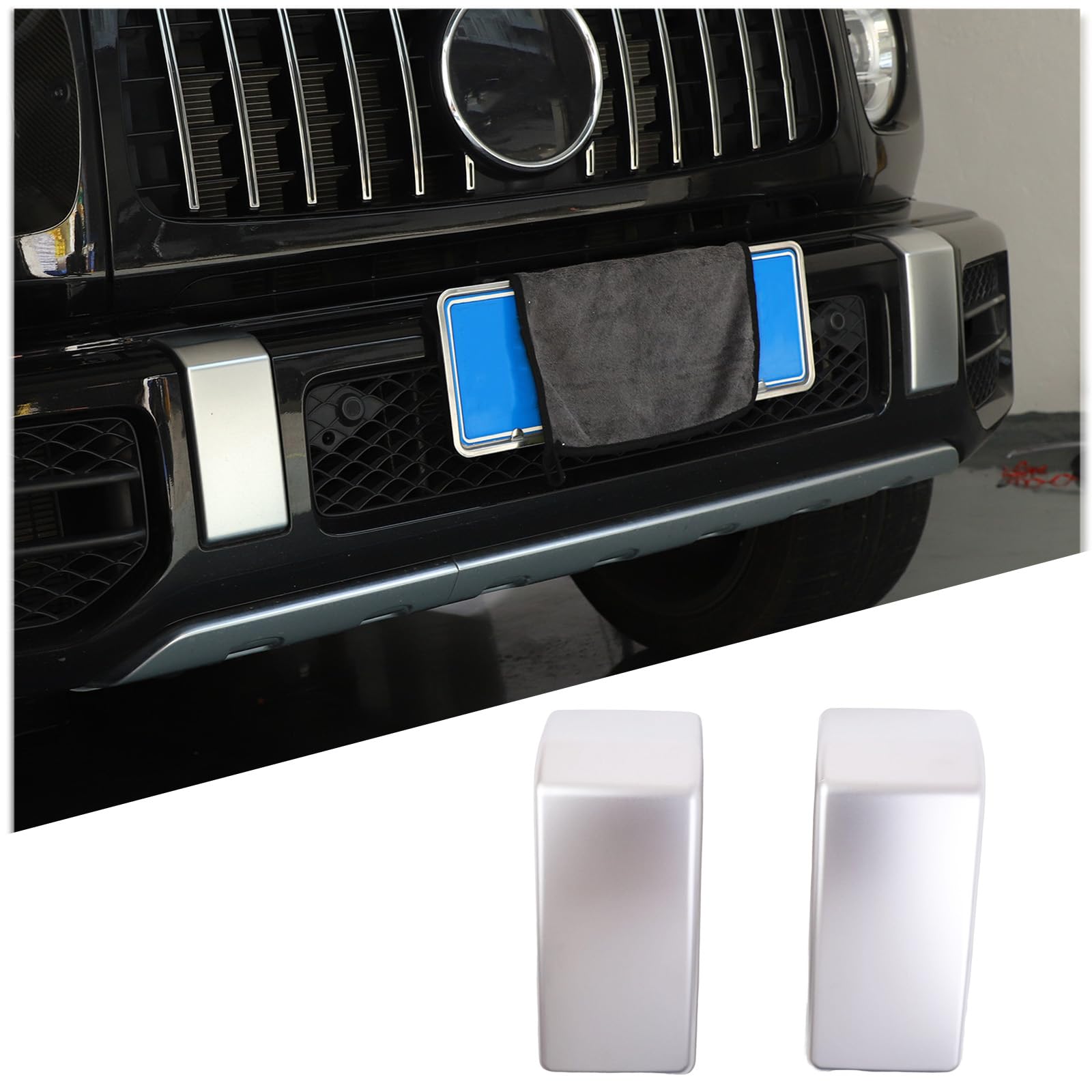 Front Bumper Panel Trim Cover Compatible for Mercedes Benz G-Class W463 G500 G55 AMG G63 2019 2020 2021 2022 2023 2024 ABS Front Bumper Decor Cover Trim Exterior Accessories (Chrome)