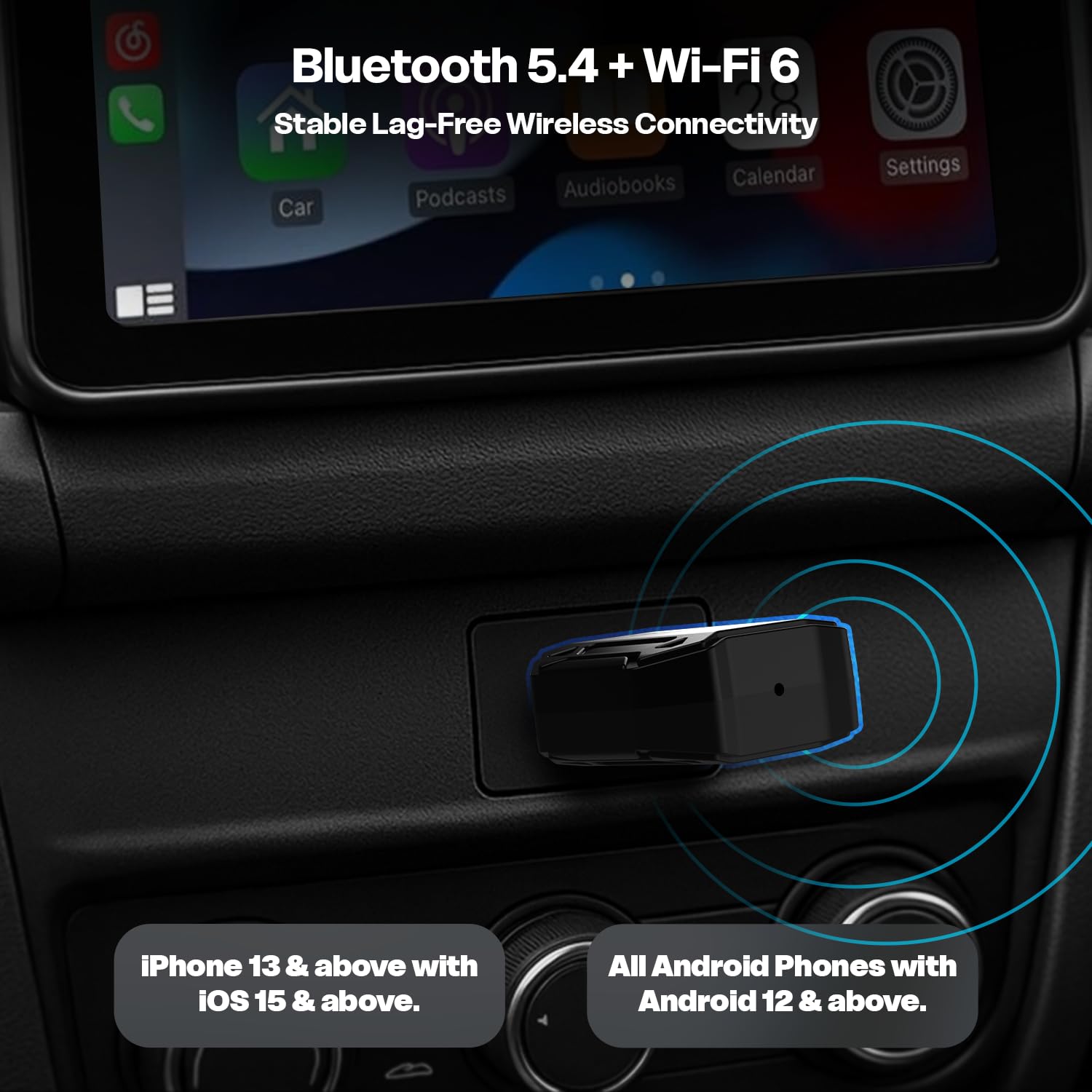 Amkette Drive S1 2 in 1 wireless carplay adapter & android auto wireless adapter | WiFi 6 Low-Latency | BT5.4 Fast Pairing | Converts Wired to Wireless | USB-A & USB-C | Supports OEM Steering Controls — Amazon image 6