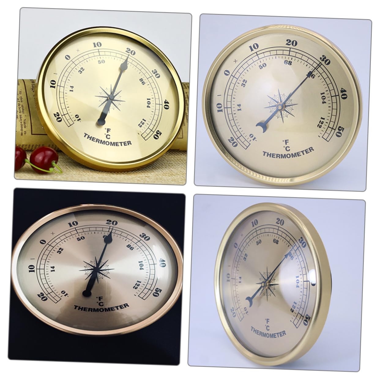 Artibetter 3piezas De Metal Redondo Para Temperaturas Interiores y Exteriores Medidor De Temperatura Preciso Diseño Compacto y Duradero Para Uso Patios y Hogares