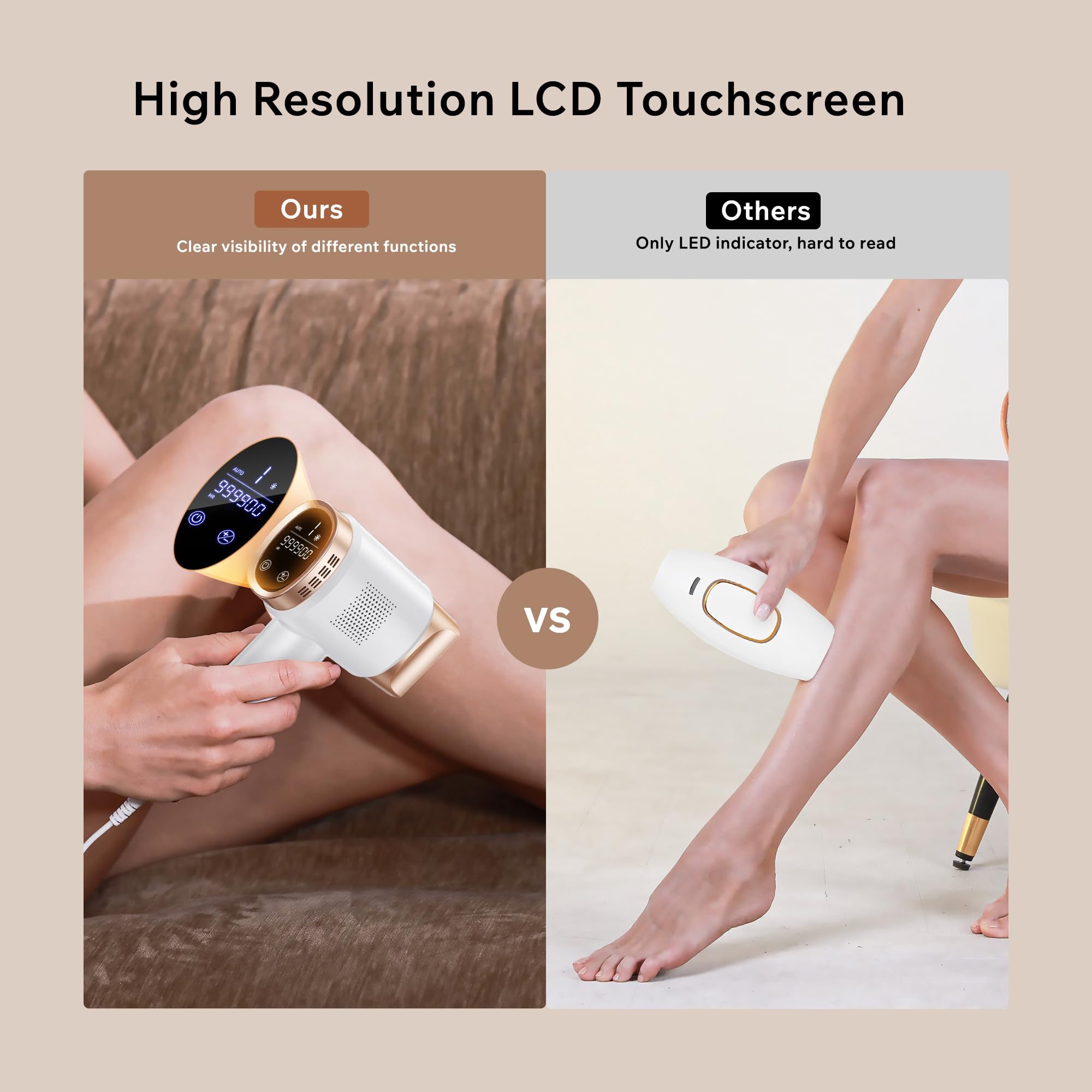 Epilatore Luce Pulsata con Raffreddamento a Ghiaccio, 9 Livelli di Energia, Epilatore a luce pulsata IPL con Touch Screen LCD,Luce Pulsata 999,900, Epilatore Laser per Donna,Uomo,Viso,Bikini,Corpo