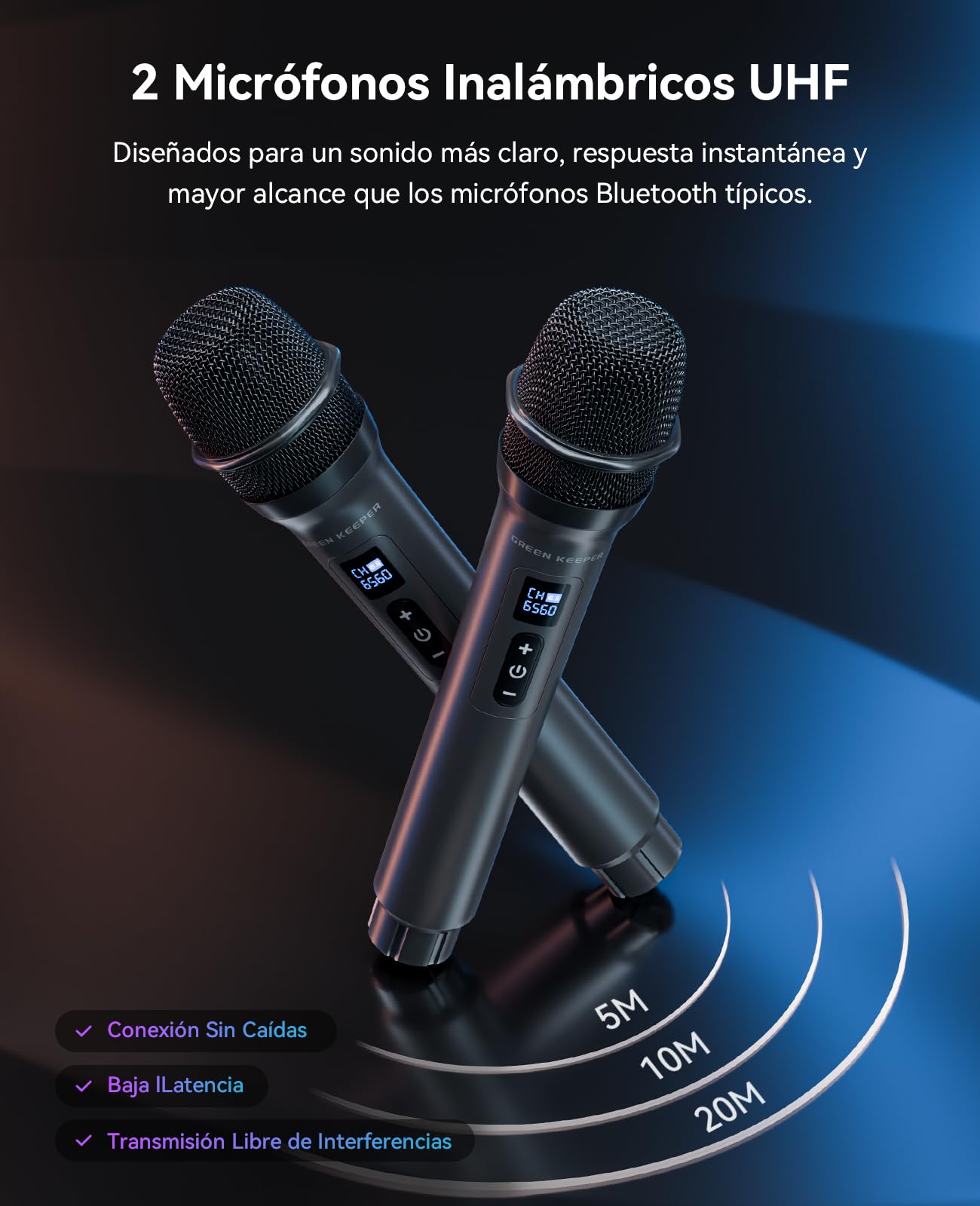 GKD80 Karaoke para Adultos con 2 Micrófonos UHF Inalámbricos, Altavoz Bluetooth de 600 W con Dos Subwoofers de 8", Altavoz Portátil con Control Remoto y Ruedas, para Eventos al Aire Libre y Fiestas