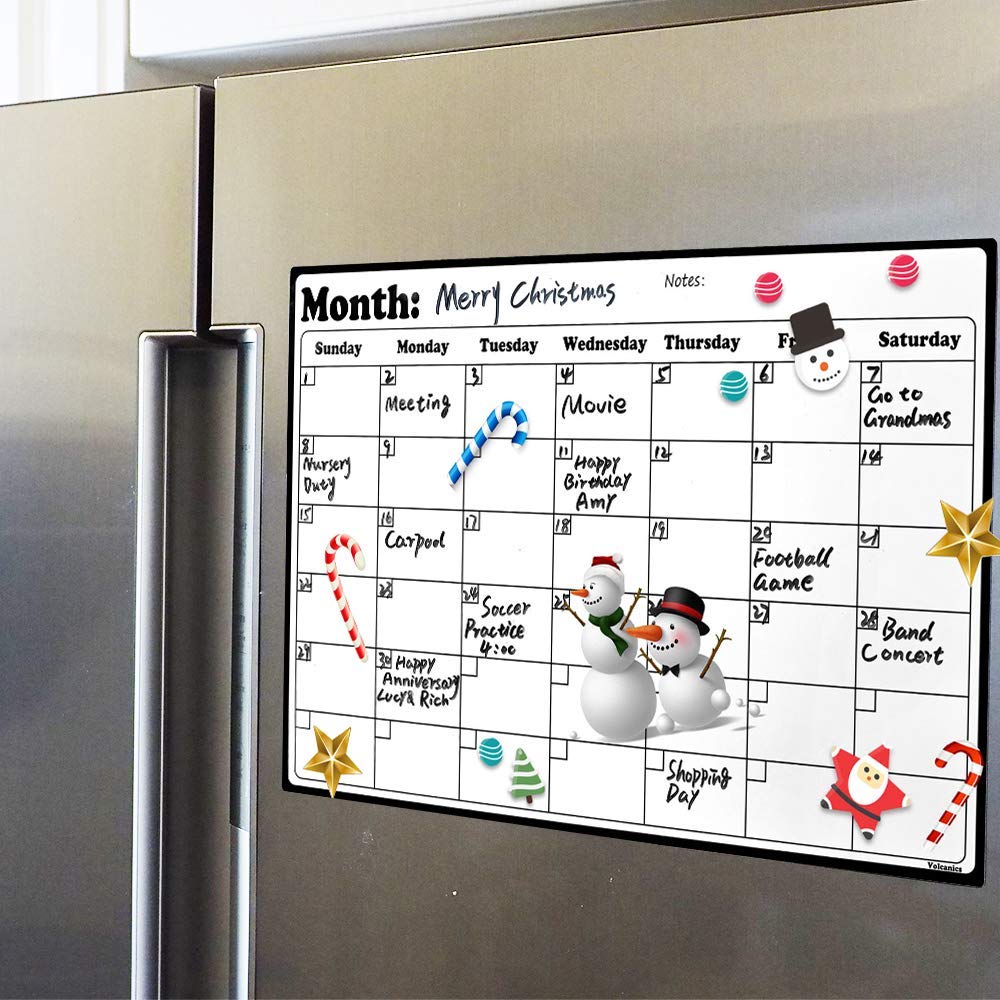 Volcanics Fridge Calendar Magnetic Dry Erase Whiteboard for Refrigerator Planners 11.5 Inches X 14.7 Inches