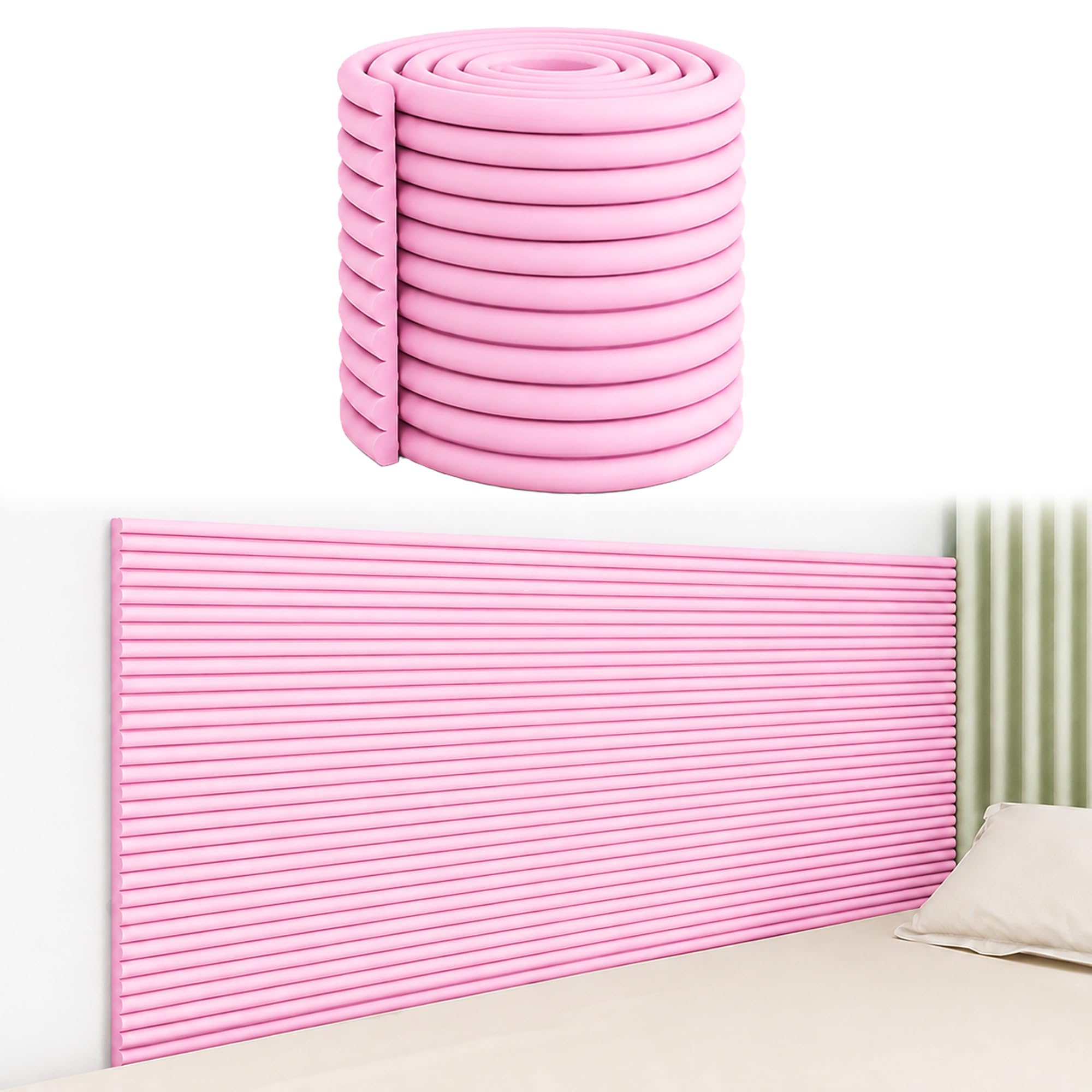 Samoprzylepna poduszka pod wezgłowie, wyściółka ścienna z pianki 3D, różowa, 30 x 200 cm, miękka, amortyzująca piankowa wyściółka ścienna z wodoodporną powierzchnią na oparcie łóżka, oms