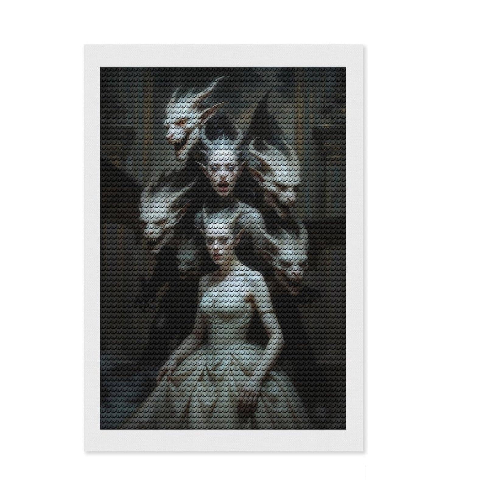 Junmoney Haunted Mansion Diamond Painting Set 8"x12", Stress Relief Craft, Simple to Start, Farmhouse Decor, Gift Idea, Easy to Enjoy