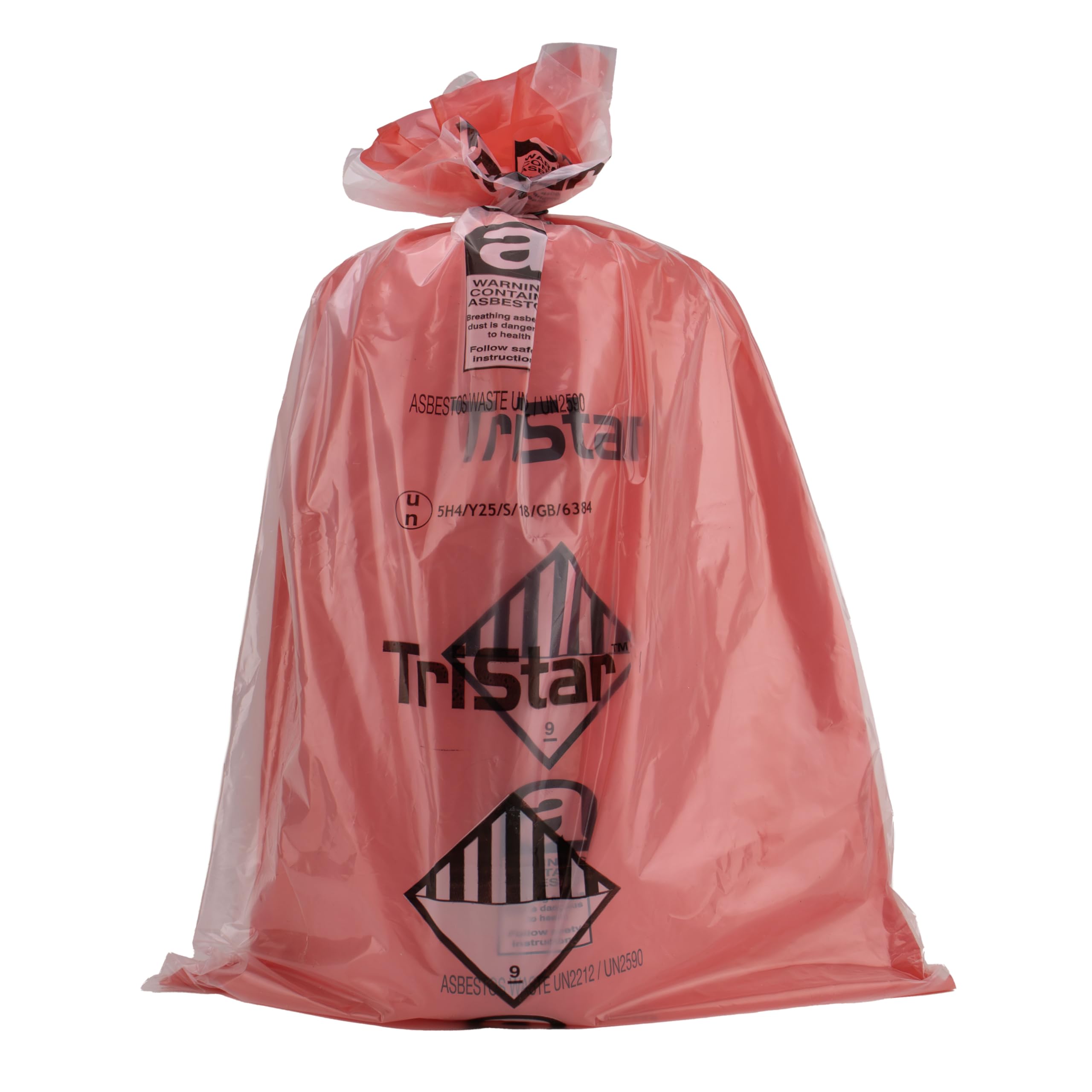 Sacchi per rifiuti di amianto resistenti (20 pezzi), grandi 900 x 1200 mm, rossi e trasparenti, certificati ONU, capacità 30 kg, per uno smaltimento sicuro dell'amianto