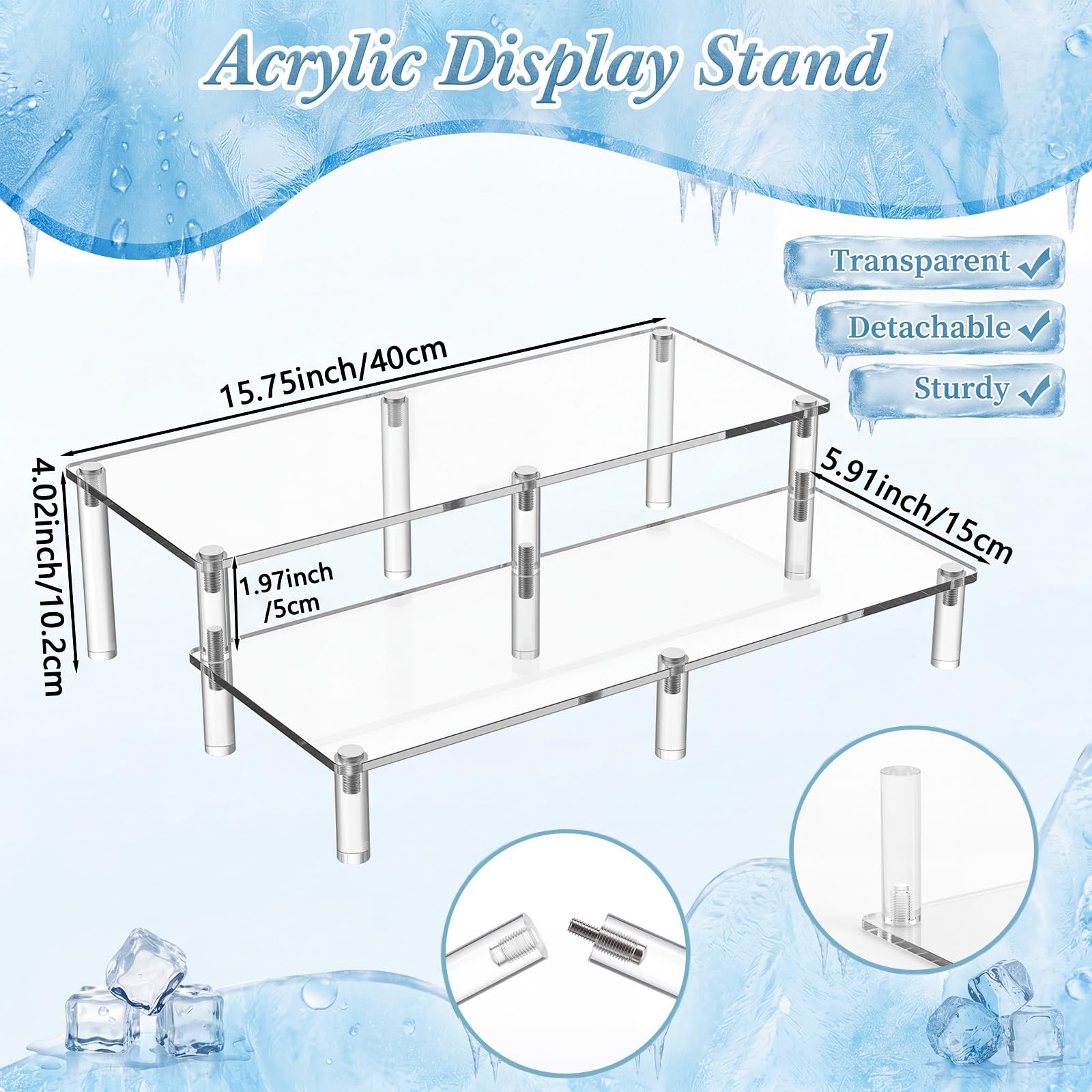 Hushee 17-teiliges Eisgekühltes Gewürz-Servier-Set enthält transparente, gekühlte Gewürzbehälter mit Deckel, abnehmbare Fächer, Acryl-Display, Regal, Servierlöffel und Clips für Barzubehör, Taco-Party