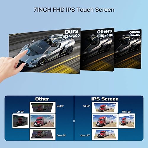 Miniatura 5 de Portable Car Radio Stereo Audio Receiver with Wireless Carplay&Android Auto, 7 FHD IPS Touchscreen, 1080P Backup Cam, Siri, Google Voice, FM,