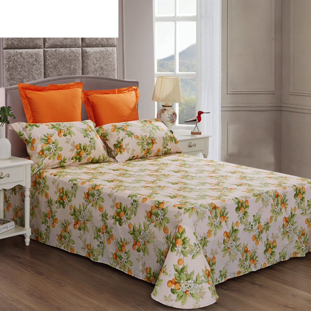 Draps de satin coton imprimé 245x245cm drap plat grand lit adulte de qualité supérieure