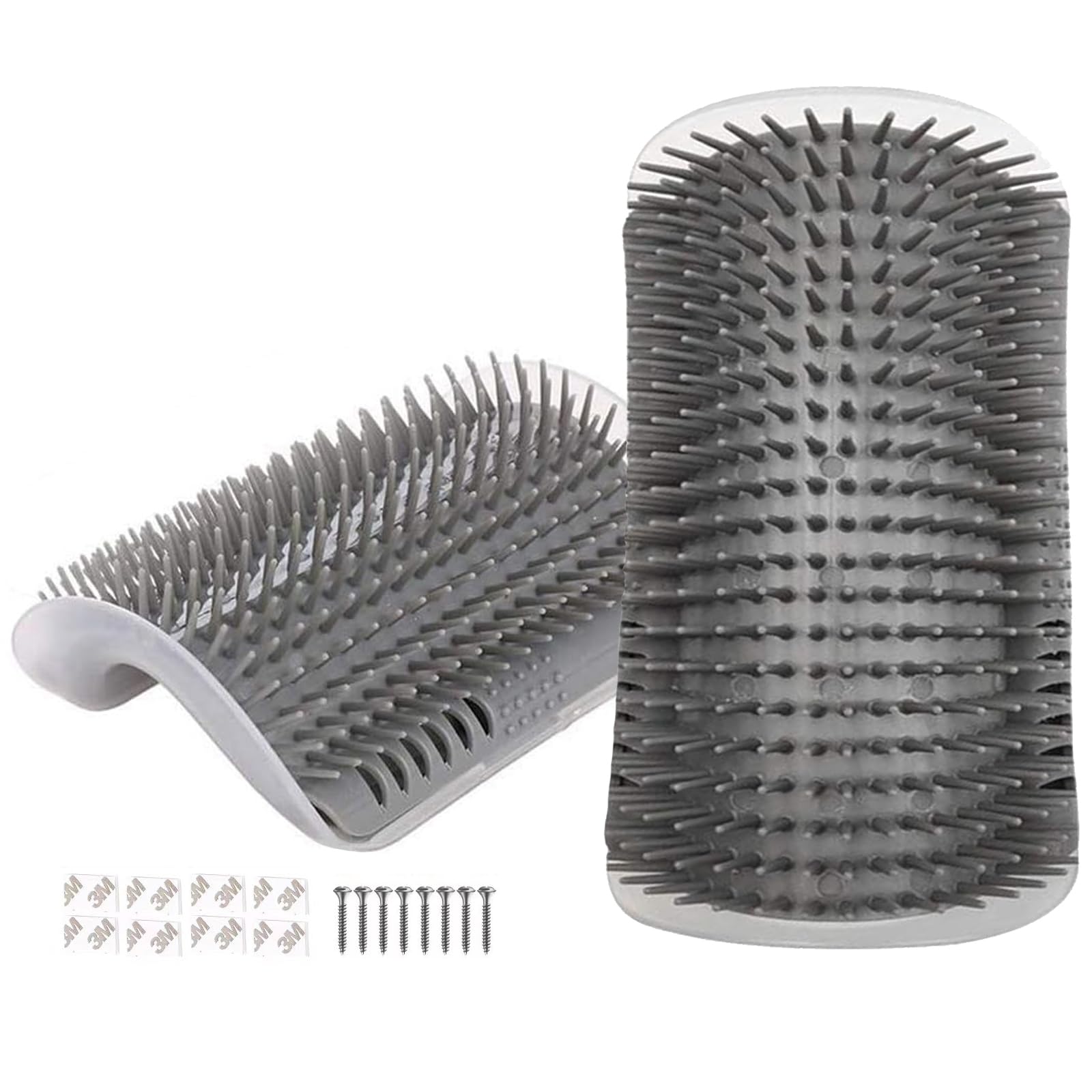 2 Pcs Upgraded Cat Self Groomer with Catnip, Corner Brush Massager for Indoor Cats, Wall Scratcher for Large & Thick-Haired Felines