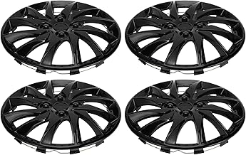 Partuto 4 Pcs Clip-On Universal Car Wheel Rim Hub Cover Wheel Hub Caps for Car Pickup Truck SUV Wheel Skins Decorative Plastic Black R15 / 15 Inch