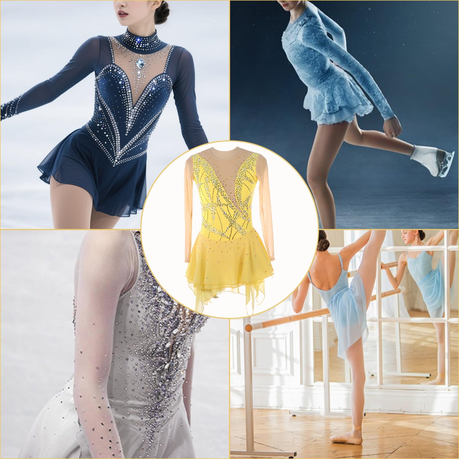 fitted lace wedding dress Amazon.com: DHNCBGFZ Ice Figure Skating Dress for Girls with Shiny  Rhinestone Competition Dance Outfits Long Sleeve Figure Skating Dresses  Yellow(L) : Clothing, Shoes & Jewelry