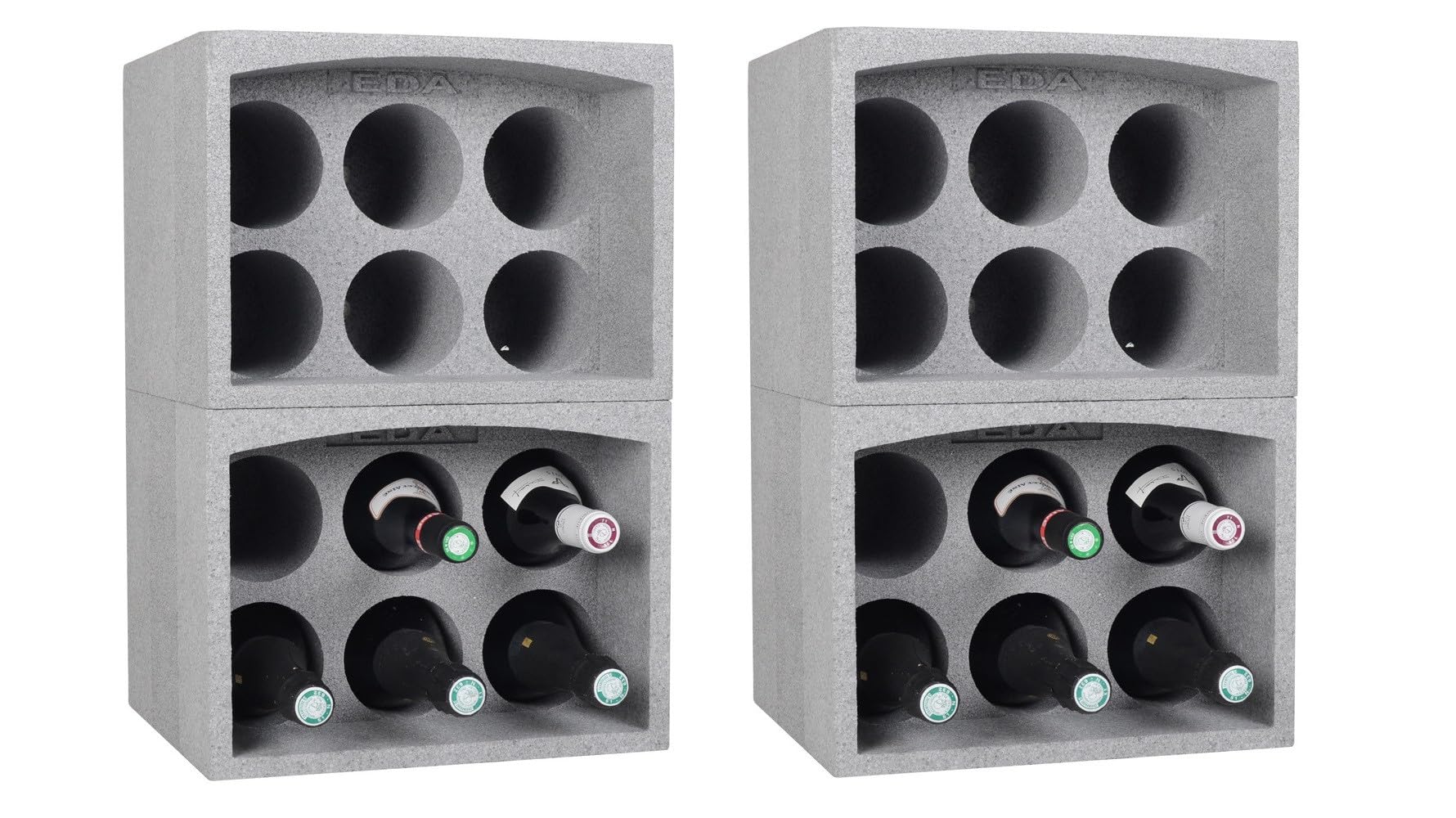 Deconation Lot De 4 Casiers Porte 6 Bouteilles Soit 24 Bouteilles - Polystyrène Expansé - Etagère à Bouteilles