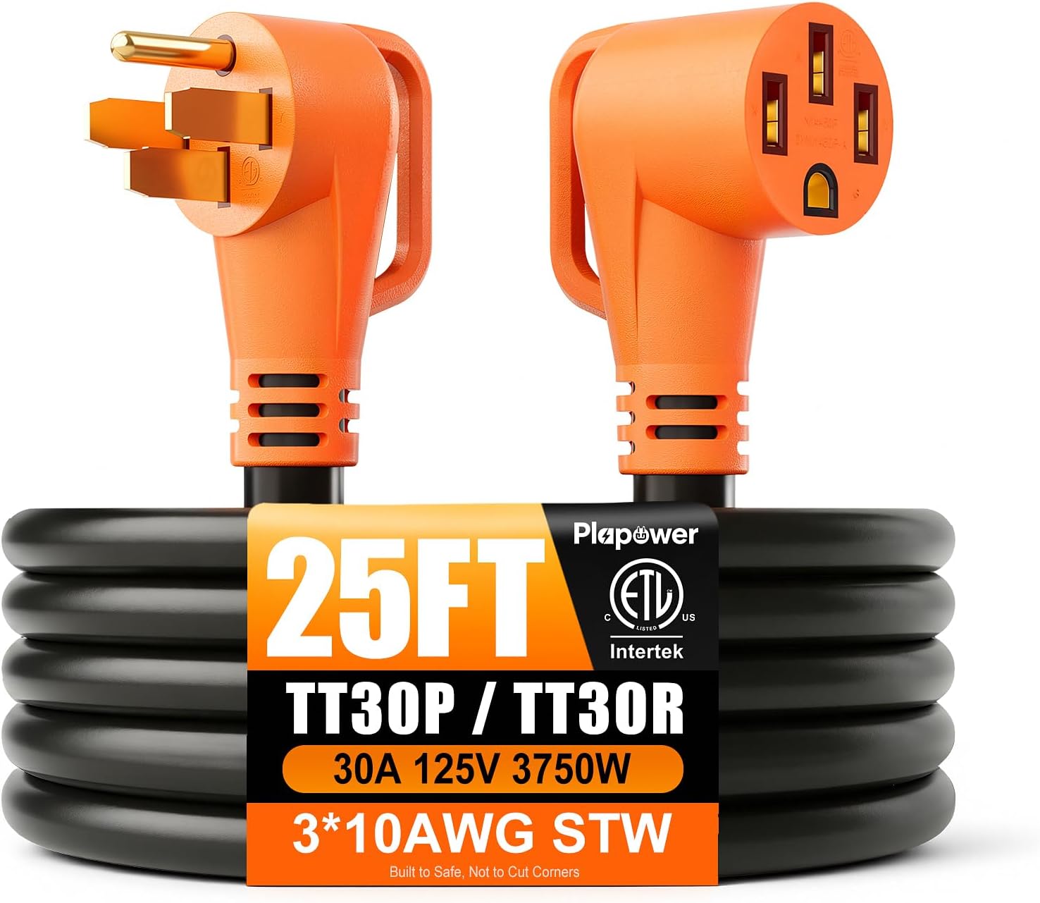 25 FT 50 Amp RV Extension Cord, Nema 14-50P to 14-50R, Flexible 4 Prong Heavy Duty RV Power Cord Waterproof Power Cord with Grip Handle & Organizer, 125/250V 6250/12500W STW