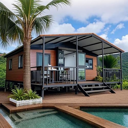 20ft Prefab Tiny Homes to Live in, 40ft Expandable Container House with 2 3 4 Bedrooms and Full Equiped Bathroom, Prefabricated Modular Container Home for Backyard, Foldable Home Tiny House