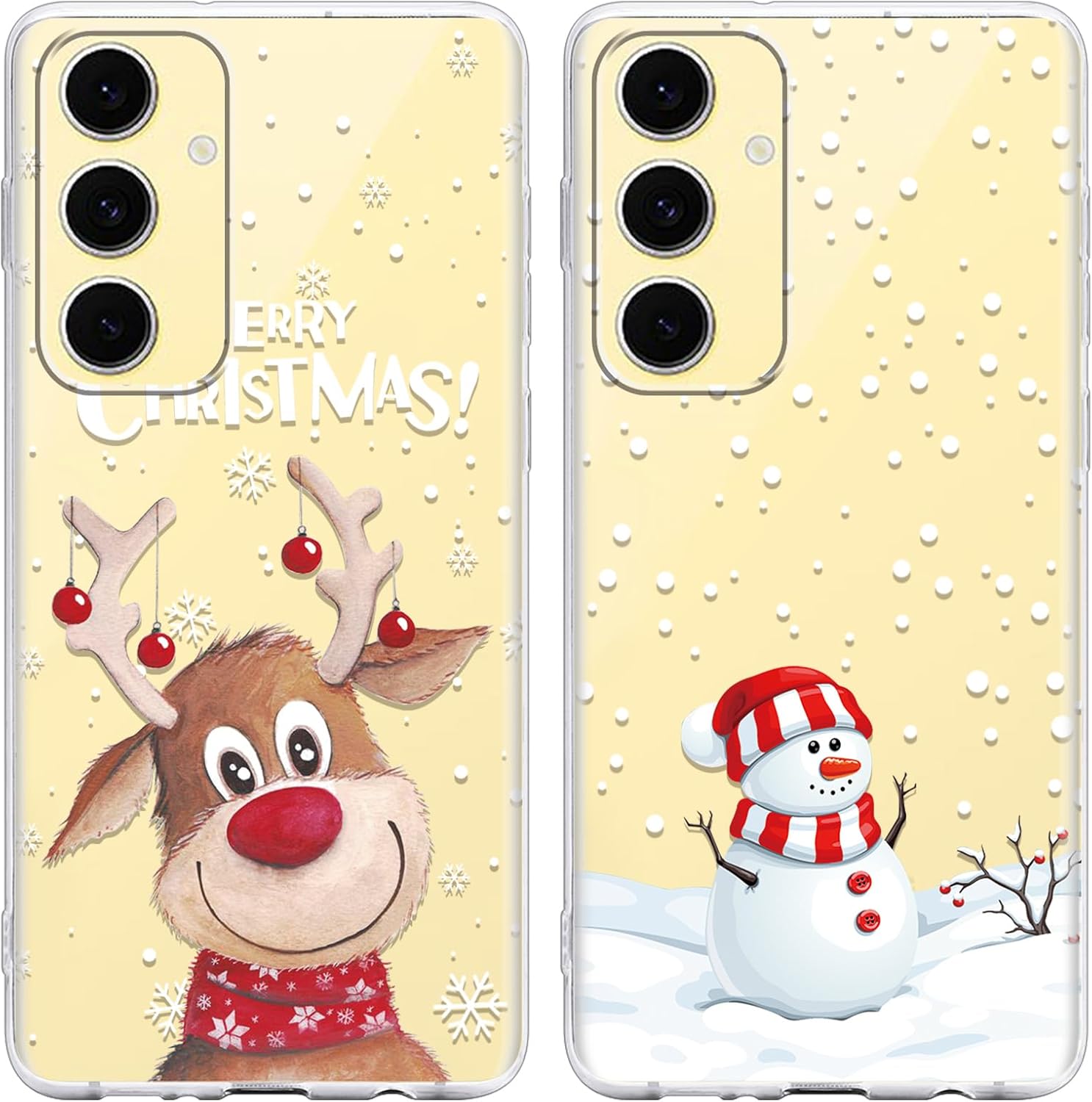 Samsung s25 Edge – Yoedge 2X Coque de Noël pour Samsung Galaxy S25 Edge 5G 6,7&Prime;, Transparente avec Motif Animé Cadeau Femme Cerf Esthétique Noël Cover pour Samsung S25 Edge 5G, Noël