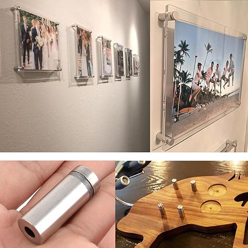 Miniatura 3 de Tornillos de separación, 20 piezas de 12 x 1.18 pulgadas, soportes de vidrio de acero inoxidable, letrero de montaje de herrajes de vidrio, para