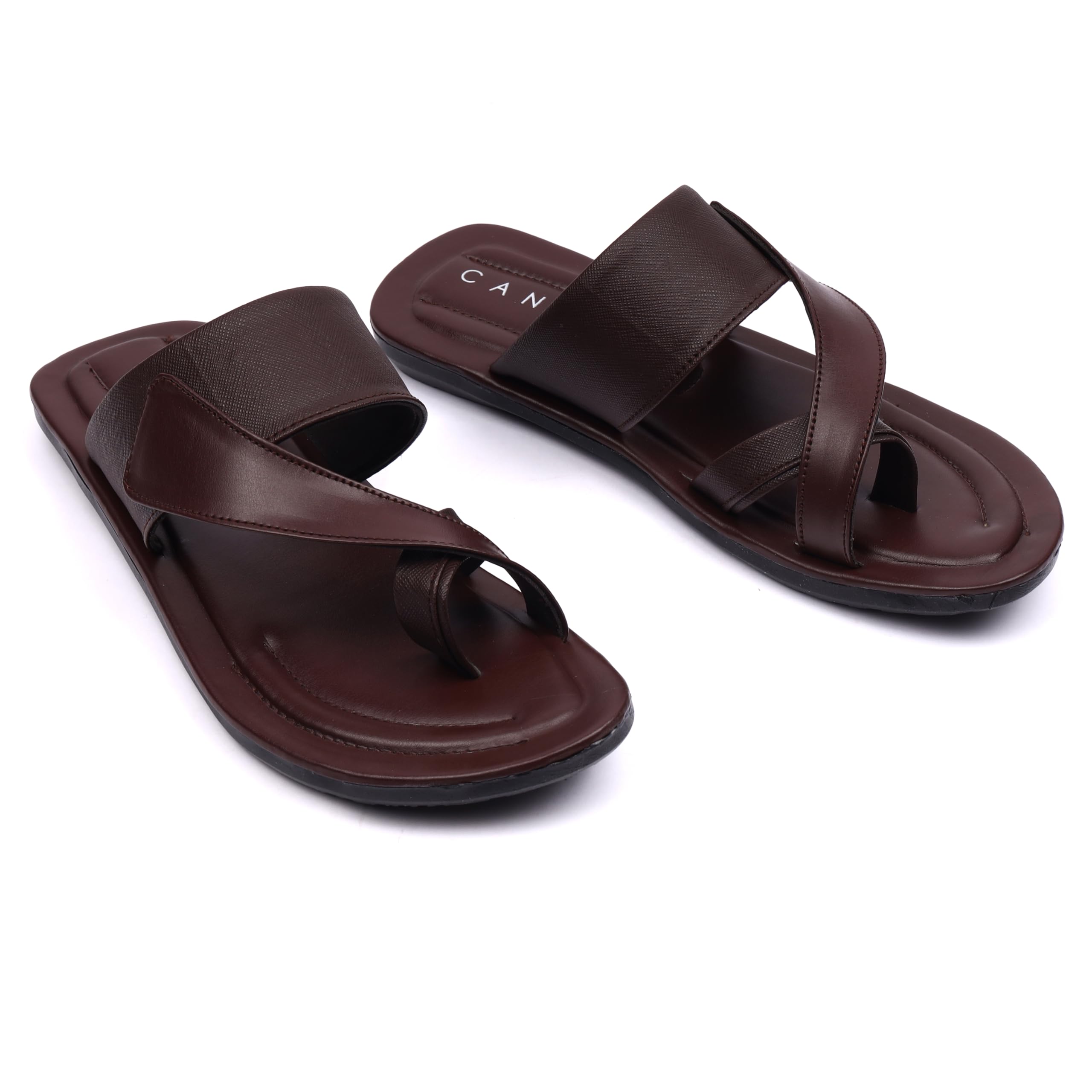 CANVI Men's Slip-on Casual Sandal, Lightweight, Durable Flexible PU Thong Strap Comfortable Cushion Walking Thong Sandals Slip On Indoor Outdoor-image-31