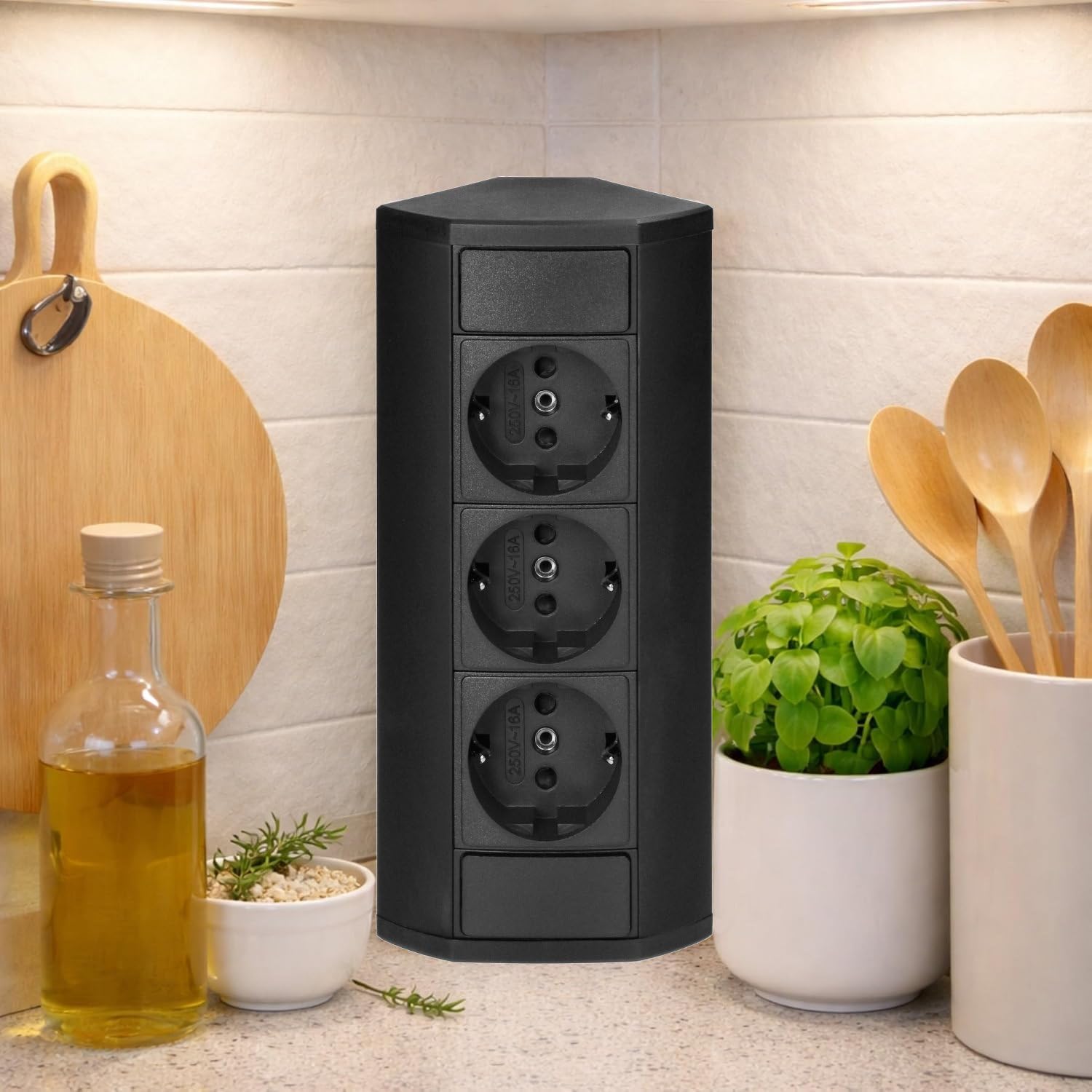 Aluminium Steckdosenleiste 3-Fach I Black-Edition