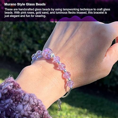 Miniatura 11 de ARTSY Crafts - Pulsera de cuentas de luciérnaga que brillan en la oscuridad para mujer, cuentas de vidrio luminosas, pulseras de cuentas de cristal